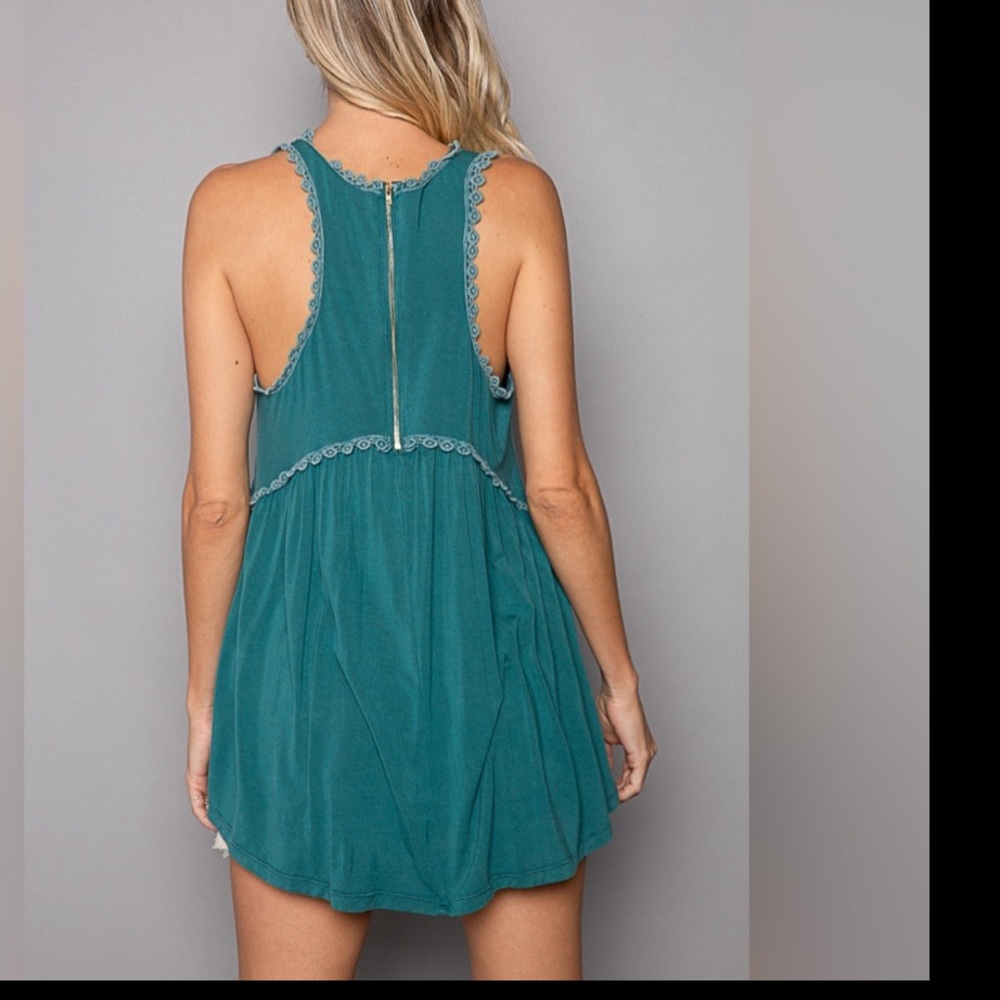 770. CLEARANCE! POL Tank Top Oversize Blue Sleeveless Baby Doll Pullover - Picture 3 of 3